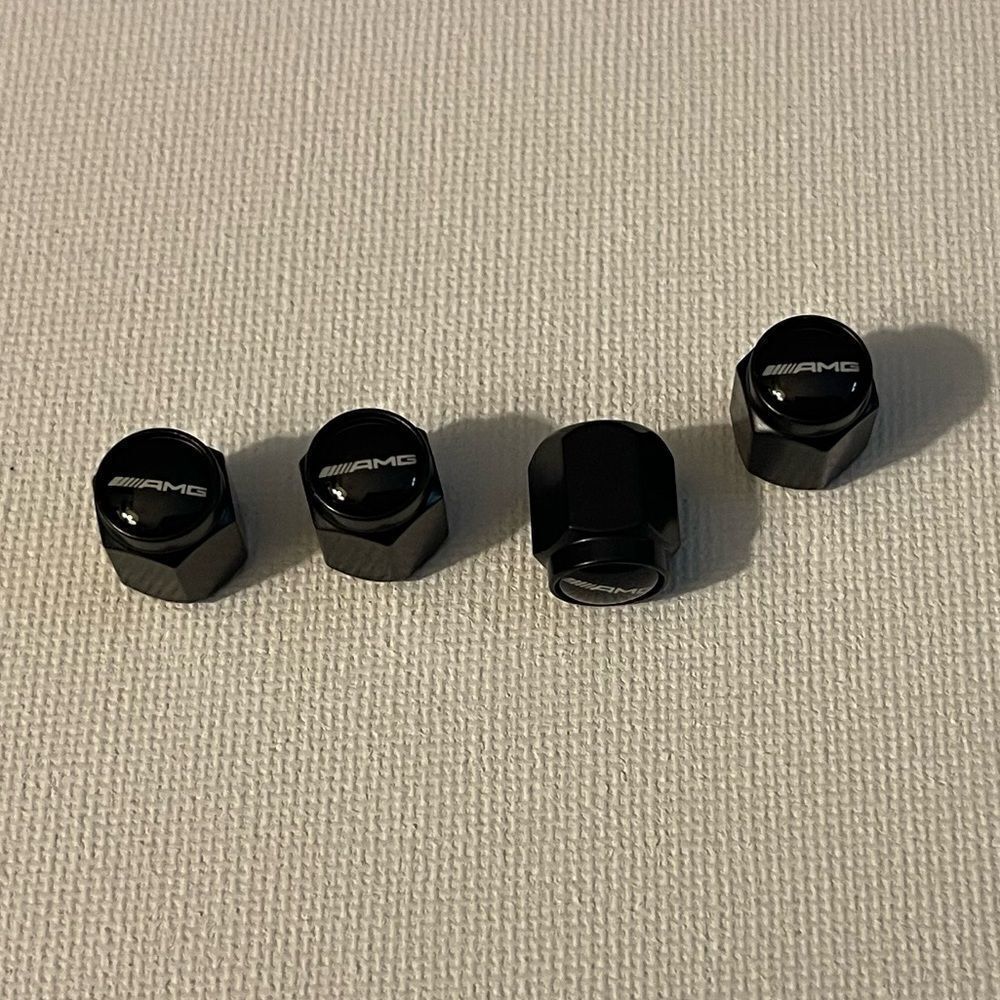 AMG Mercedes Benz Logo valve Stem caps in Black set of 4 NWT
